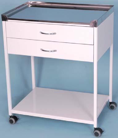 polica nerez 2x zásuvka pod hornou doskou spodná odkladacia polica vo farbe konštrukcie výška 805 x šířka 650 x hloubka 460 mm