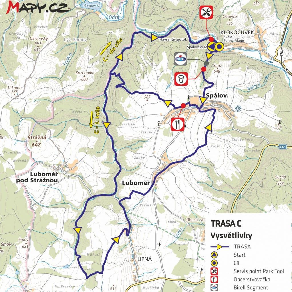 PLÁN TRATI - C 33 km NEBUĎTE ČUŇATA A NEODHAZUJTE ODPADKY MIMO VYZNAČENÉ ZÓNY! Pokud jste svoji energetickou tyčinku dokázali uvést v celku, až ji sníte, uvezete i její prázdný obal.