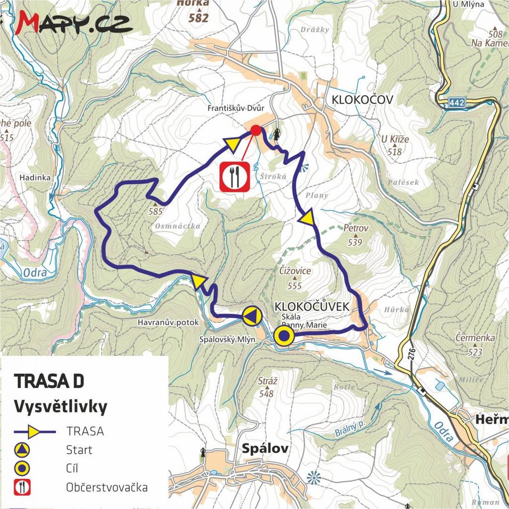PLÁN TRATI - FITNESS JÍZDA D + JUNIOR TROPHY MARATON 13 km NEBUĎTE ČUŇATA A NEODHAZUJTE ODPADKY MIMO VYZNAČENÉ ZÓNY!