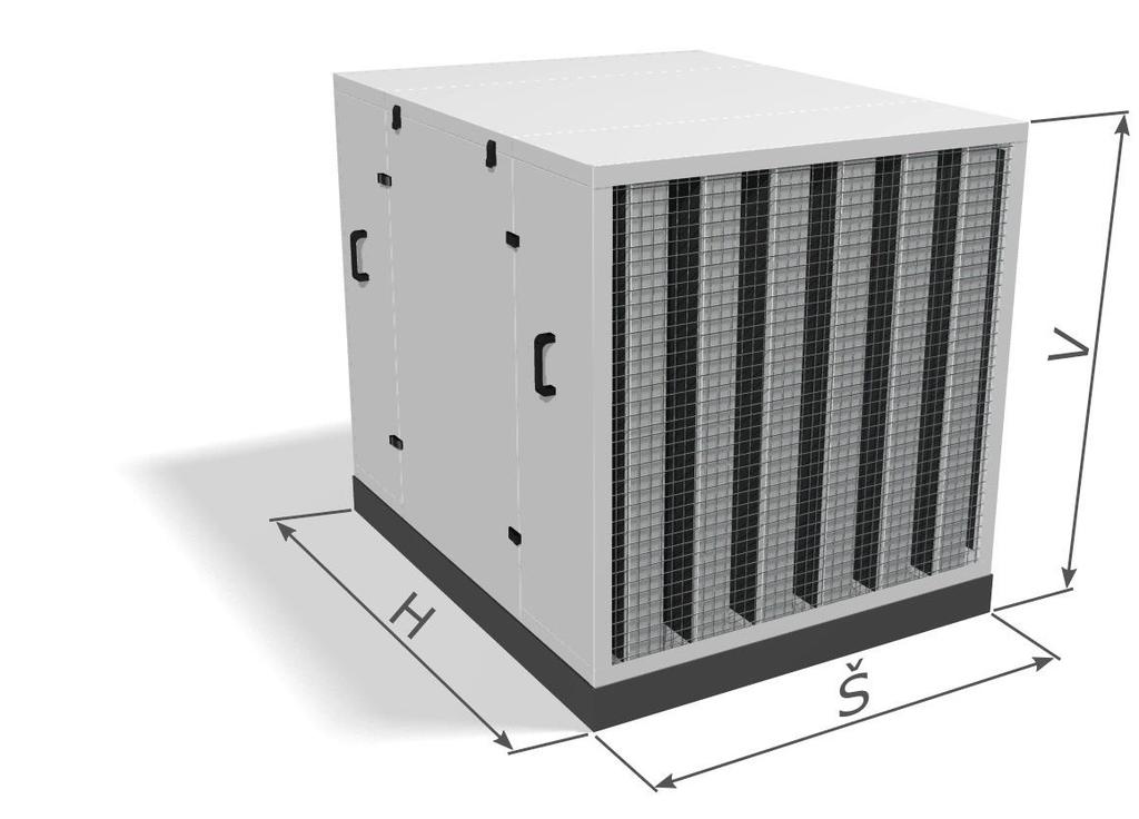 3.2 GREIF GAK1 provedení pro jednotky s jedním ventilátorem: Standardní provedení pro jednotky s jedním ventilátorem má kompaktní design, nízkou hmotnost a velké průtočné plochy na sání a výtlaku