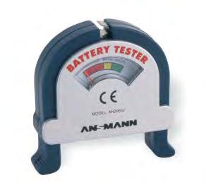 Kapesní zkoušečka pro rychlý test alkalických nenabíjecích baterií.
