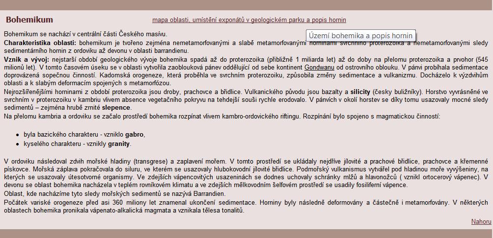 Charakteristiky geologických jednotek Dále na stránce následují charakteristiky oblastí Českého masivu (Obrázek 17).