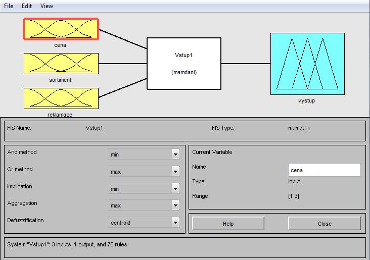 3.6 Realizace modelu pro hodnocení dodavatele aplikací MATLAB Nyní je třeba zabývat se samotným postupem vytváření modelu. Jako názorný příklad využiji vstup číslo 1.