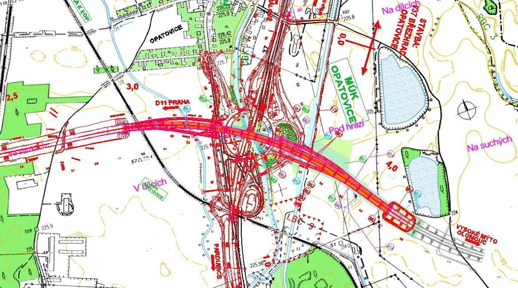 R35 MUK Opatovice, dostavba estakády - situace R35 MUK Opatovice, dostavba