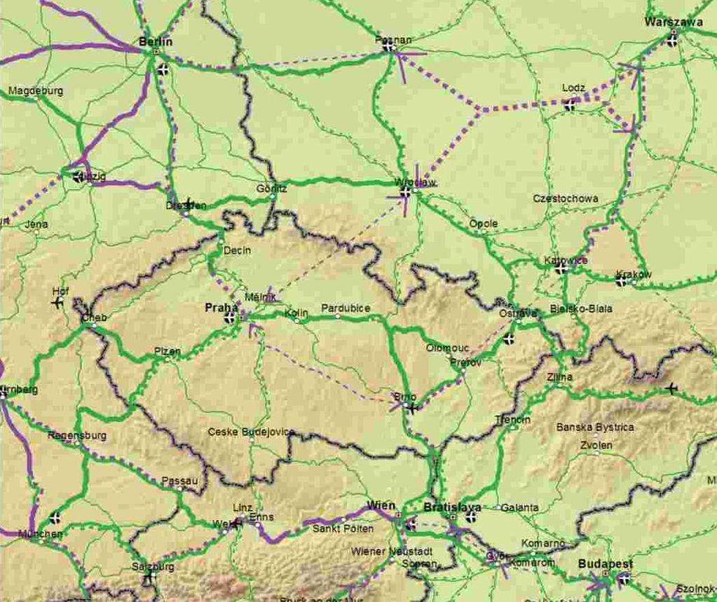 Transevropská dopravní síť Úsek Opatření Část TEN-T Realizace do Praha Brno Novostavba Globální síť 2050 Brno Břeclav Modernizace Hlavní