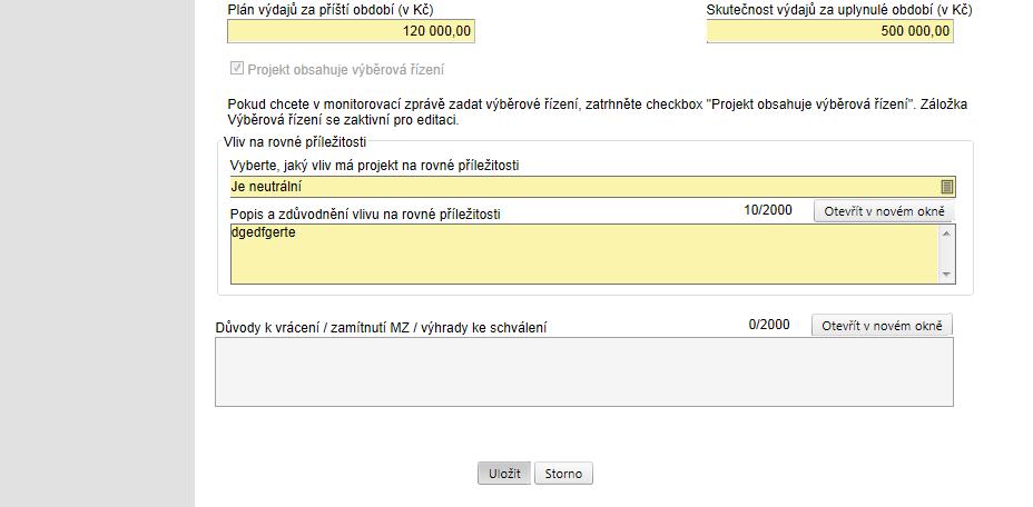 Po vrácení se do záložky Hlášení Monitorování přes kontextovou nabídku Zpět, je nutné načtená data uložit.