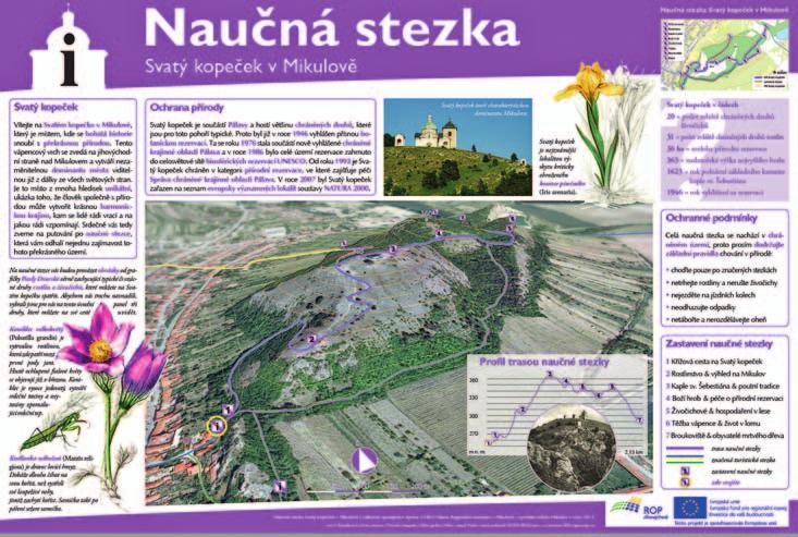 Úvodní tabule naučné stezky a tematická tabule naučné stezky (foto Jiří