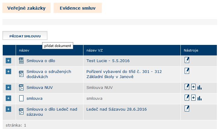 Obrázek č. 96 Přidání smluvního dokumentu bez VZ Při uveřejňování smluvních dokumentů v rámci Evidence smluv v systému CENT dochází k párování uveřejněných smluvních dokumentů s jejich dodatky.