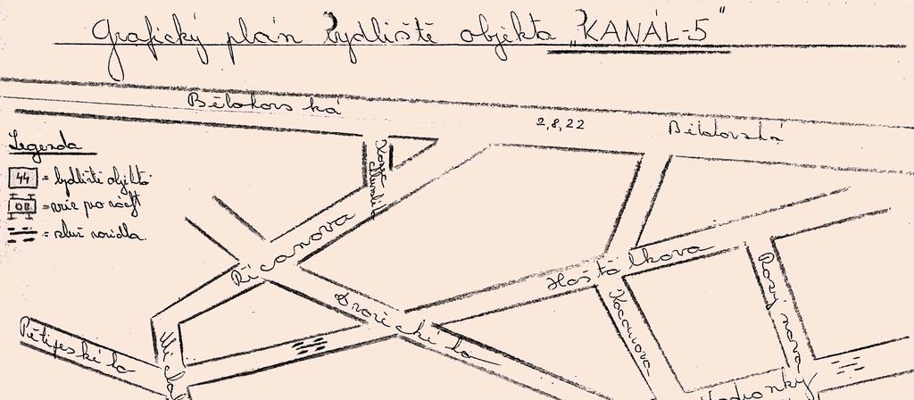 Char ta 77 a Státní bezpečnost Mapa pořízená ke sledování Jana Patočky, 10