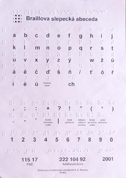 45 Obr. 4 Bodové písmo Braillovo Zdroj: LORM. Informace pro hluchoslepé. Propagační CD společnosti LORM.