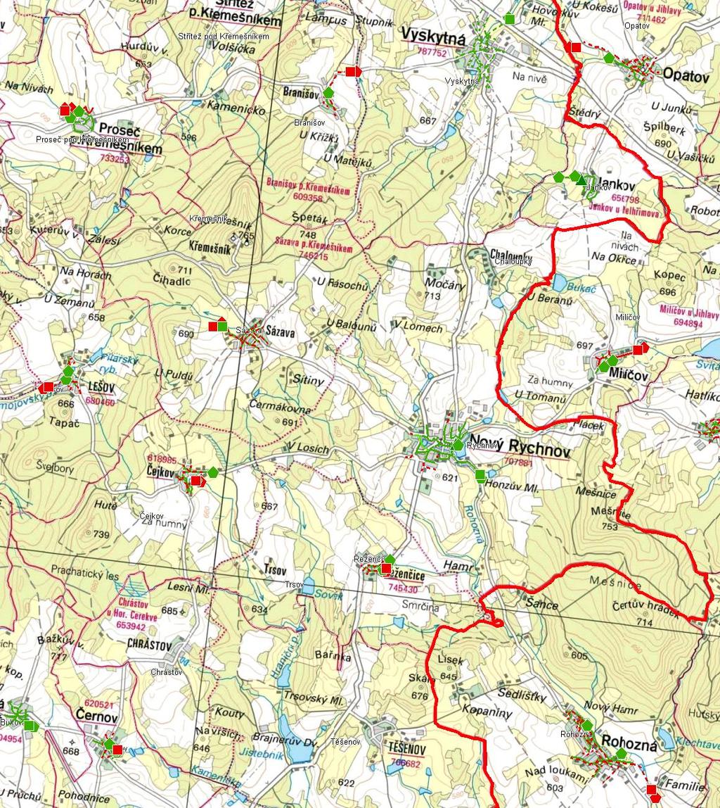 MAPA - KANALIZACE Trasování sítí, lokalizace ČOV, čerpacích stanic, výústí, odlehčovacích komor