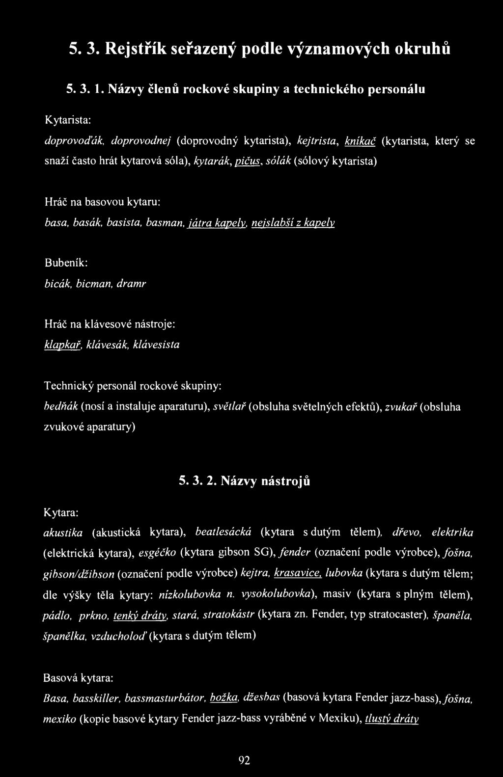 5. 3. Rejstřík seřazený podle významových okruhů 5. 3. 1.