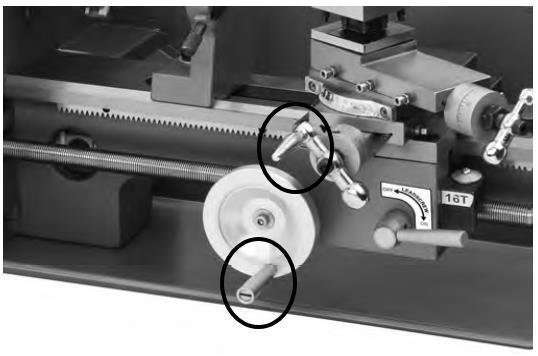 14.1.3 Assembly Thread the handles into the cross slide handwheel and carriage handwheel