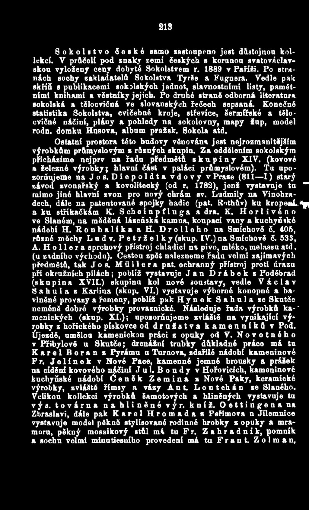 Po druhé straně odborná literatura sokolská a tělocvičná ve slovanských řečech sepsaná.