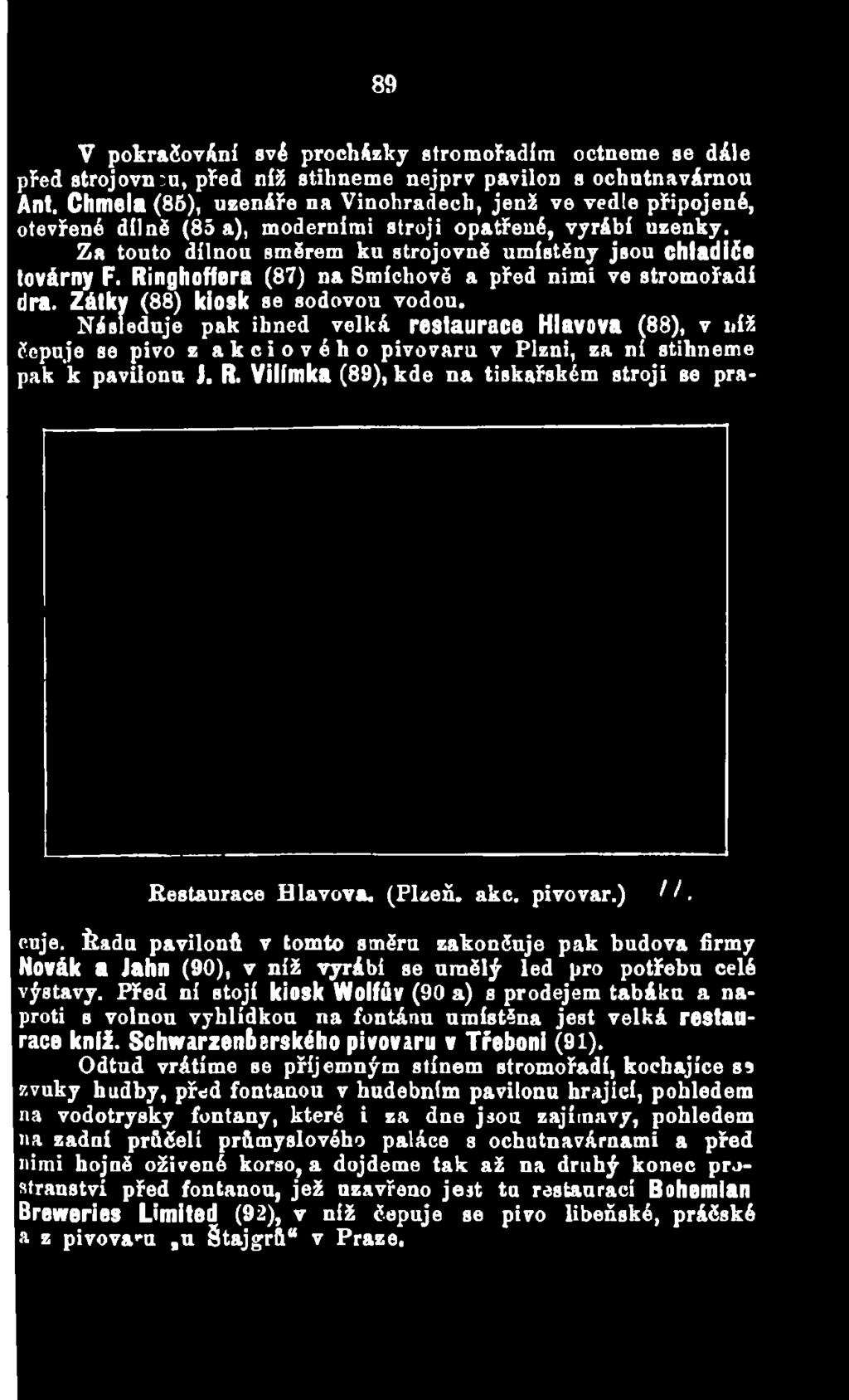 Vilímka (89), kde na tiskařském stroji se pra- Restaurace Hlavova. (Plzeň. akc. pivovar.) 11. cuje.