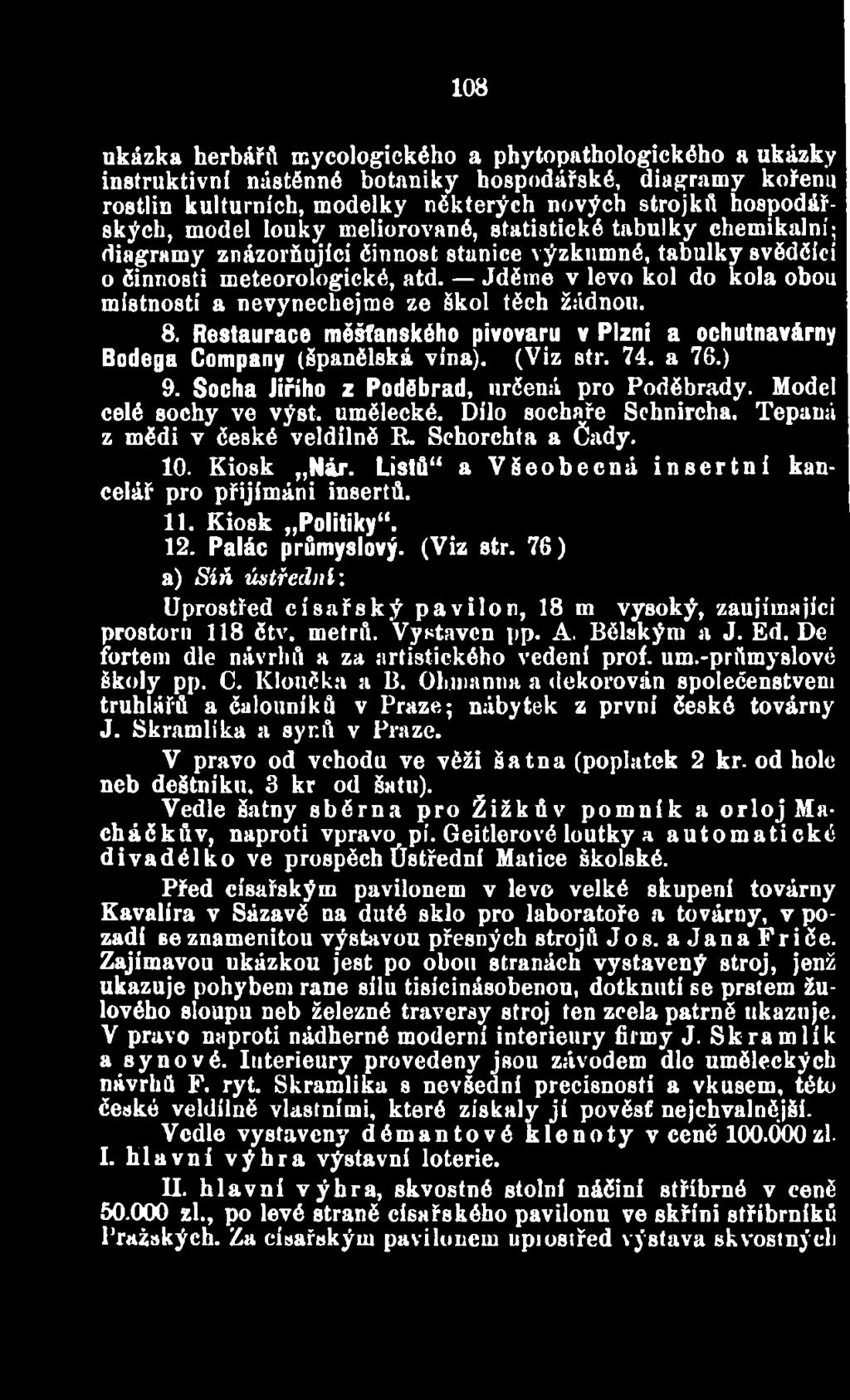 Listů a Všeobecná insertni kancelář pro přijímáni insertů. 11. Kiosk Politiky. 12. Palác průmyslový. (Viz str.