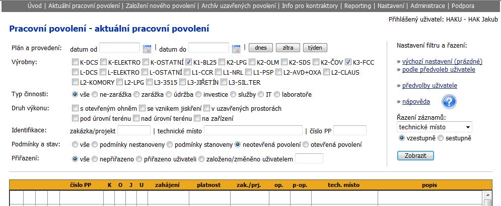 5.6. OBECNÉ 5.6.1 Nastavení předvoleb uživatele Předvolby uživatele slouží pro trvalé předvyplnění používaných filtrů.