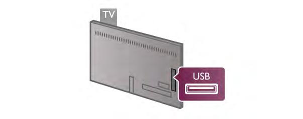 1 Připojte pevný disk USB k jednomu z portů USB na televizoru. Během formátování nepřipojujte žádné jiné zařízení USB do ostatních portů USB.