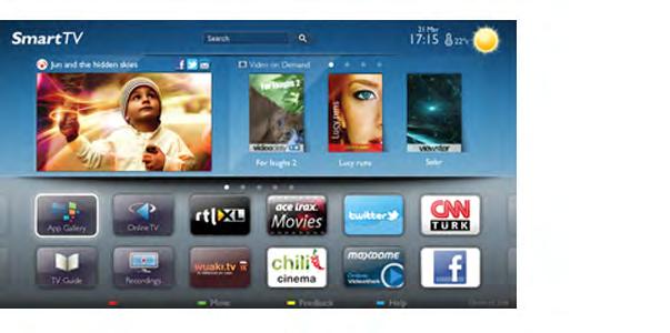 1 Prohlídka 1.1 Smart TV Připojte tento Philips Smart LED TV k internetu a objevte nový televizní svět. Můžete vytvořit kabelové připojení k routeru nebo se připojit bezdrátově prostřednictvím Wi-Fi.