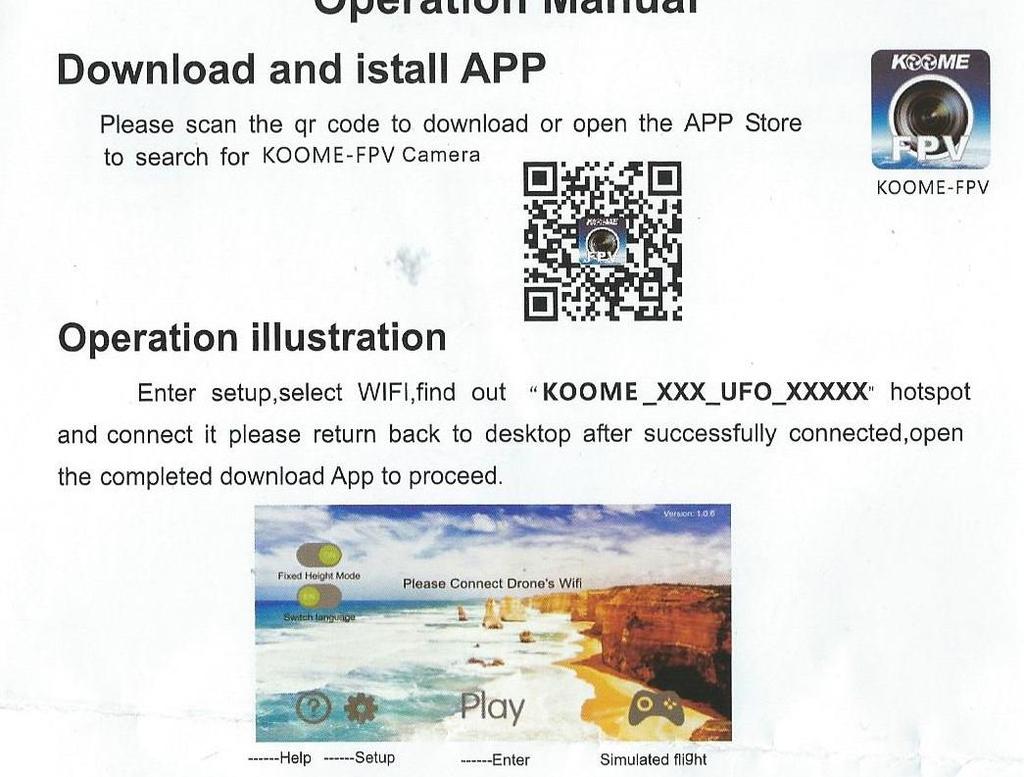 Help- pomoc Setup- nastavení Enter- vstup, potvrdenie Simulated flight- demo let Please connect drones wifi- připojte se k