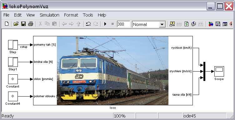 VI PŘÍLOHA C. UKÁZKY IMPLEMENTACE %% vypocet rychlosti a motorove frekvence switch model case 1 A~= -3.6*g/(1000*(1+xi))*(c1+2*v0*c2*3.