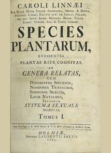 druhů/hybridů Species Plantarum (1753) začátek botanické nomenklatury a popis 5900 druhů.