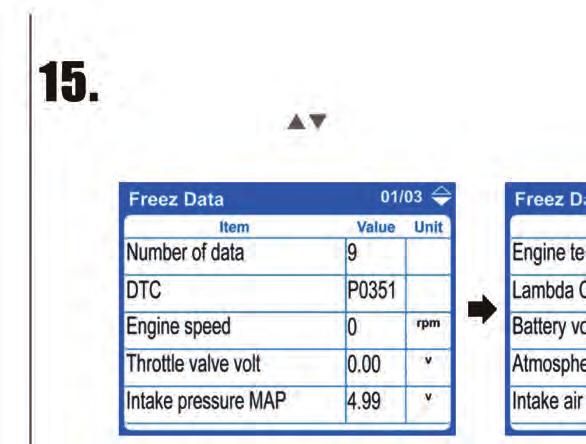 Tyto údaje se zobrazí při vstupu do Freeze Data.