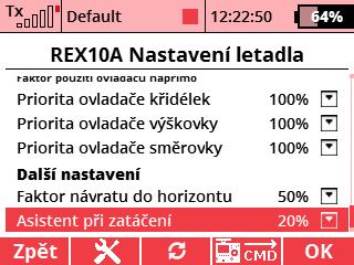 postupně zvyšovat. 5. Letadlo: Přidán nový 2D režim stabilizace. V tomto režimu je orientace modelu limitována maximálními úhly klonění a klopení.