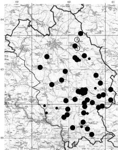Mapa 6: Rozšíření Pelobates fuscus v zájmovém území.