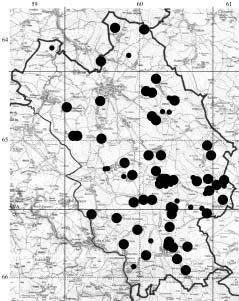 Mapa 2: Rozšíření Triturus vulgaris v zájmovém území.