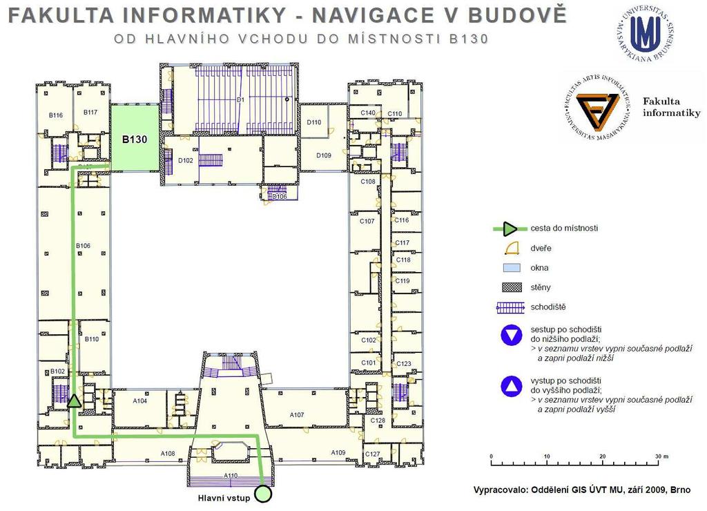 Obrázek 1: Navigace v budově.