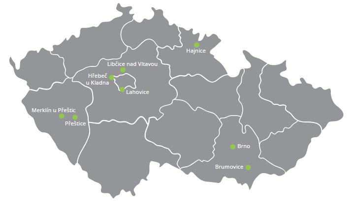 Mapka rozložení organizací poskytujících sociální službu bydlení pro osoby s PAS v ČR: Minimální počet evidovaných osob s PAS v ČR potvrzených respondenty skupiny druhé tohoto výzkumu činí k 31