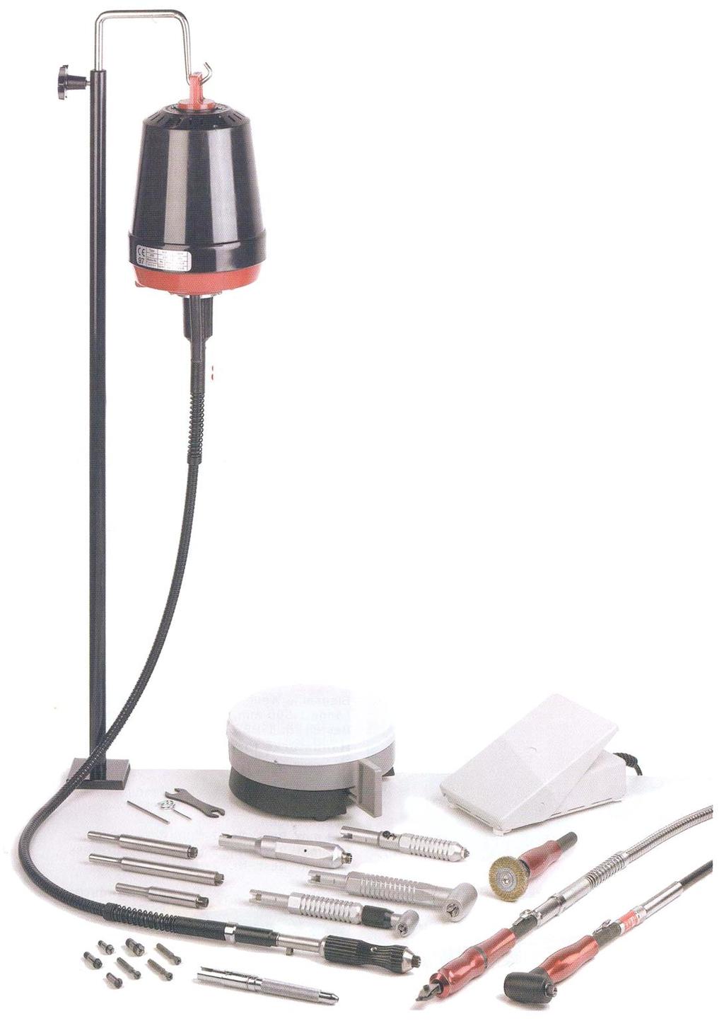 Příklady různých druhů nástrojů a přístrojů, které lze použít na leštícím stole Závěsný motor typ FORMA 18.000 a 24.