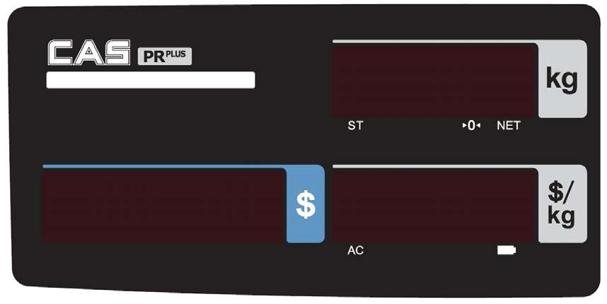 CAS PR Plus Strana 8 3.3. DISPLEJ Váha CAS PR je vybavena rudým LED displejem s výškou číslic 15mm.
