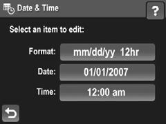 Kapitola 8 (pokračování) Date & Time (Datum a čas) změní datum, čas a formát data a času. Viz Změna data a času na stránce 46.