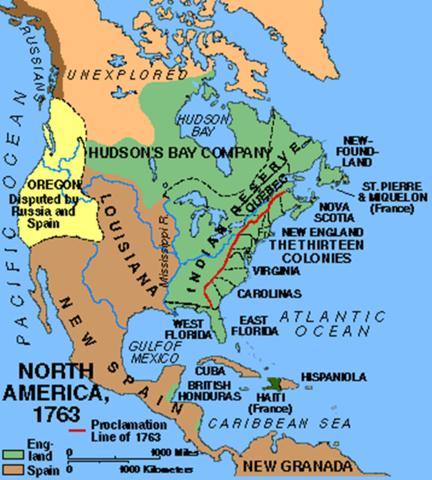 1763 situace v Severní Americe po Sedmileté