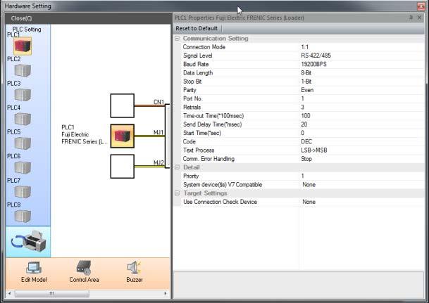 HMI s routingem (ladder) -1- Slouží pro převod Ethernet/RS485 Další hardware: LAN kabel, upravený LAN kabel podle diagramu Software: FRENIC Loader,