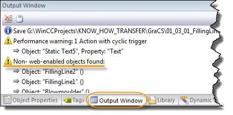 Graphics Designer analysis (Output Window) Pokud je obrazovka označena jako web-enabled,