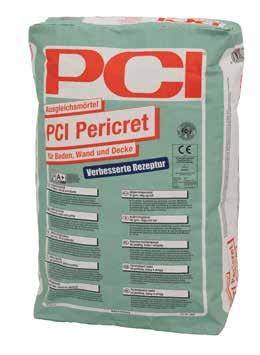 PCI Pericret na perfektný podklad S novou receptúrou ponúka PCI Pericret ešte viac komfortu a istoty, najmä v prípade použitia na kombinovaných podkladoch a pri vyrovnávaní hrúbky vrstvy až do 50 mm.