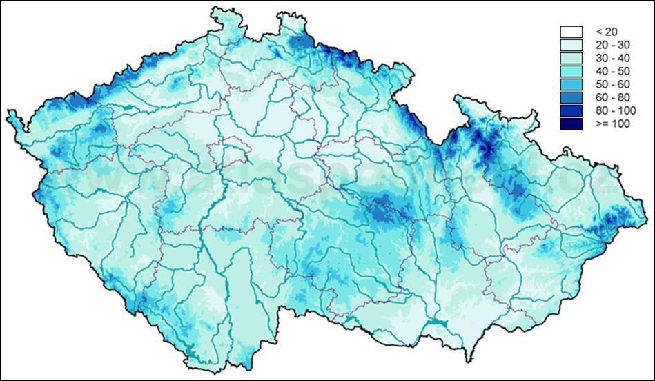 Průměrný roční počet ledových dní Datum první