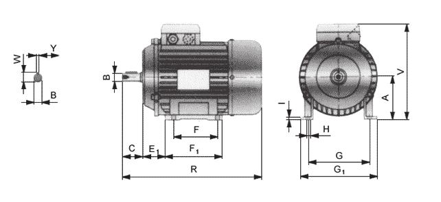 Na základ vypoteného výkonu byl zvolen elektromotor AIS 100 L6 1,5kW, varianta B3 patkový (obr. 17). Obr.