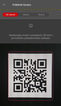 Strana 44 / 107 Postup vrátenia položky/položiek oskenovaním QR kódu je nasledujúci: 1.