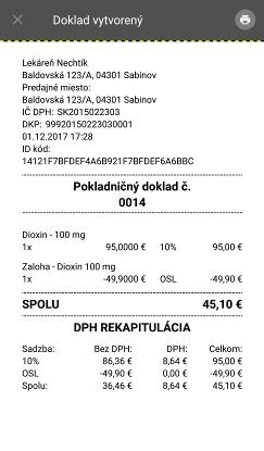 pri výpadku pripojenia k sieti internet. Pre vytvorenie dokladu so zaevidovaním paragónu podnikateľ vyberie typ dokladu Zaevidovanie paragónu.