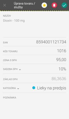 Strana 82 / 107 - Vymazať tovar / službu: kliknutím na tlačidlo a následným kliknutím na tlačidlo Áno.