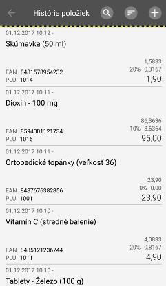 Strana 83 / 107 - EAN kód, - Kód tovaru (PLU), - Základ DPH, - Sadzba DPH, - Absolútne vyjadrenie hodnoty DPH, - Cena s DPH.