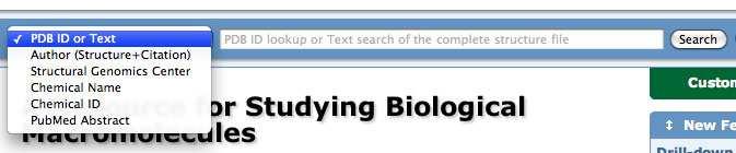 Základní vyhledávání top navigation bar PDB ID (e.g., 4HHB) full-text search Výběr z Author Makromolecule Sequence Ligand Peter W.
