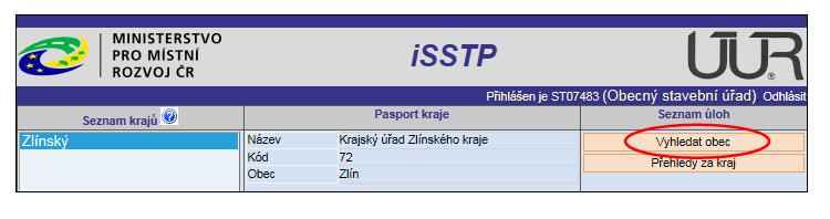 Napište název obce/mč/mo, kde se událost stala, klikněte na tlačítko Hledat a následně budou vyhledány všechny obce s požadovaným názvem.