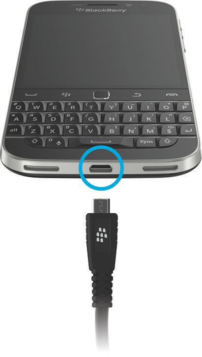 Nastavení Přenos souborů mezi počítačem a zařízením pomocí připojení USB 1. Pomocí kabelu USB připojte zařízení BlackBerry k počítači. 2. Podle potřeby zadejte heslo zařízení.