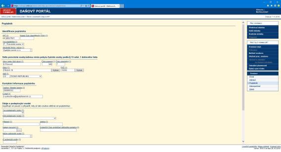 poplatníka a sídlo žádající fyzické / právnické osoby.