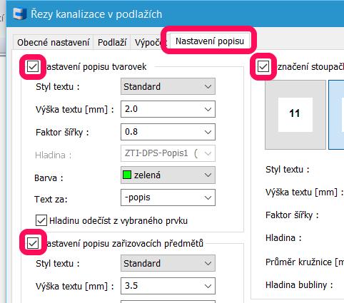 Pro napojení odvětracího potrubí se nyní automaticky použije dimenze z poslední odbočky nebo maximální dimenze 110. Nad každý odskok kanalizace se automaticky vloží čistící kus dle platné ČSN.